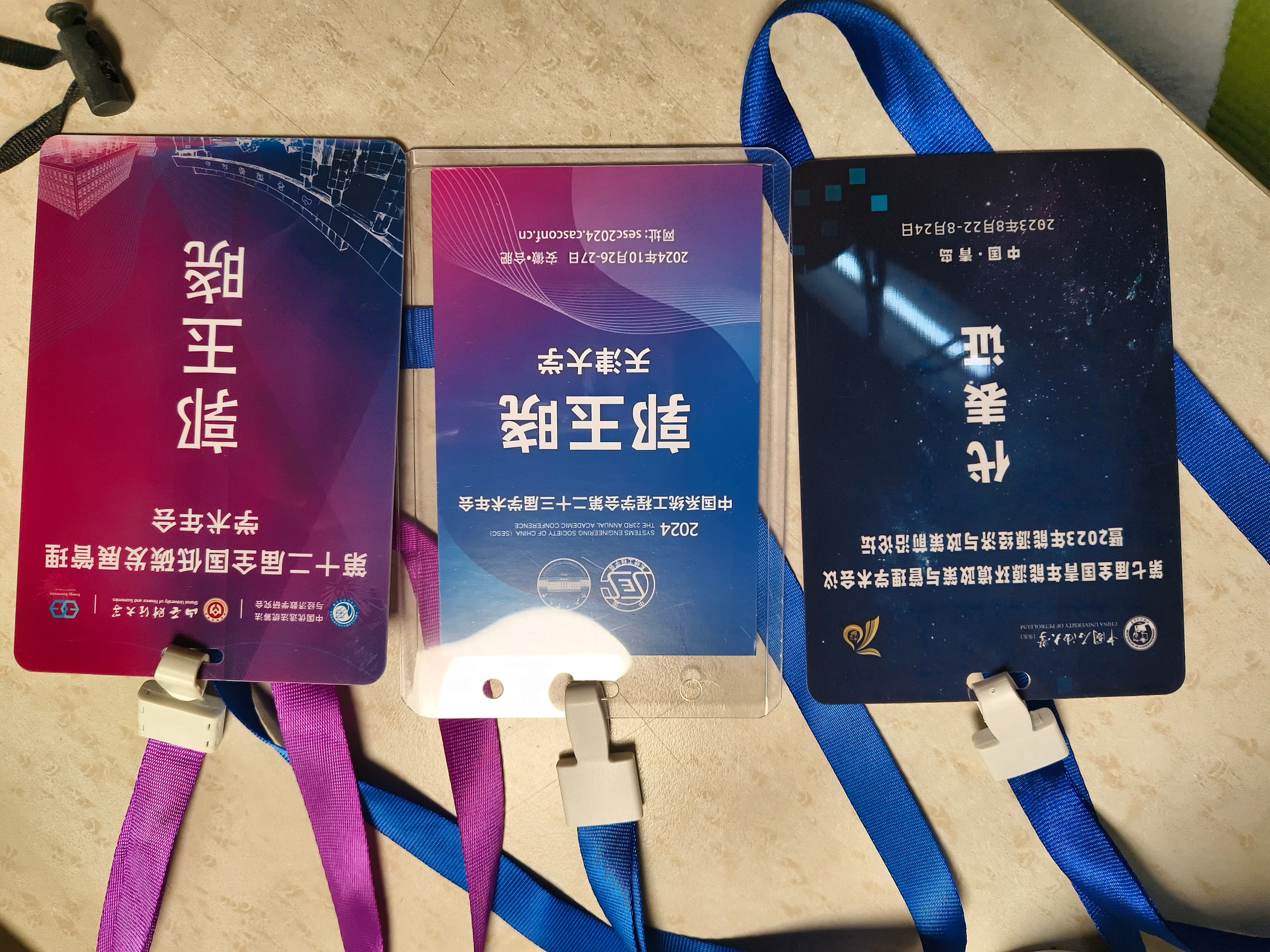 郭玉晓参加国内能源与系统工程学术会议的三张参会胸牌